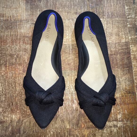 Rothy’s The Knot Point II Ballet Flat Shoe Black Womens 13 Classic Heritage - Picture 1 of 9